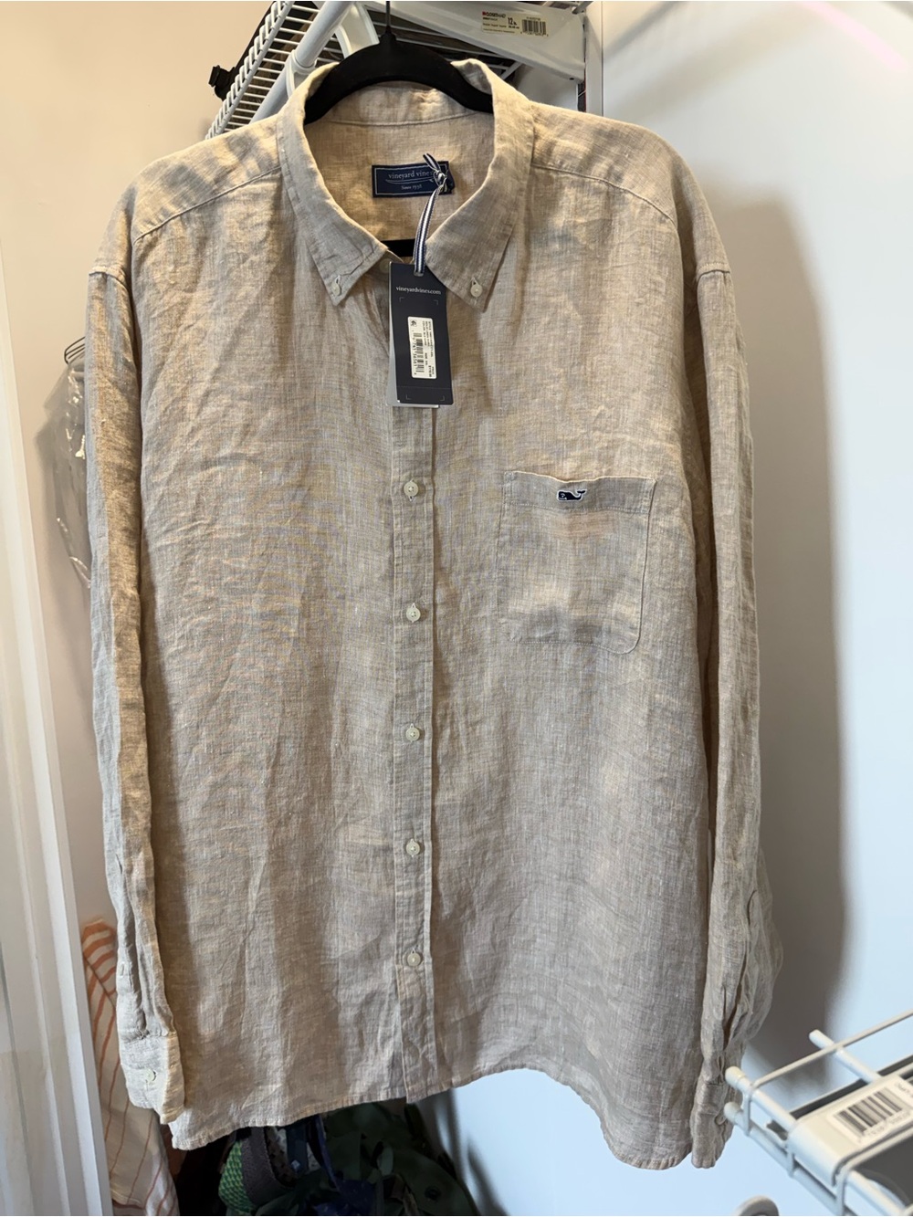 Vineyard Vines Men's Natural Beige Linen Button-Down Shirt